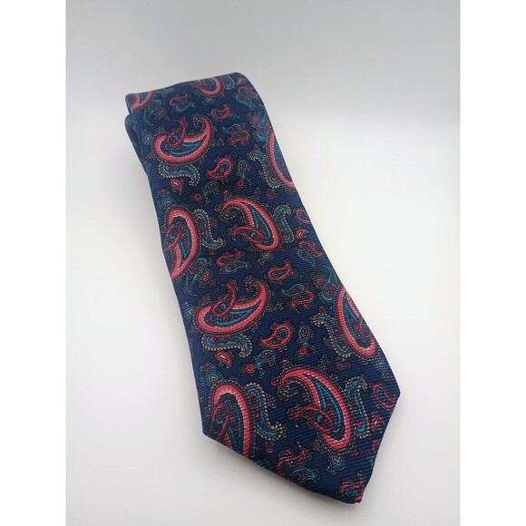 Other - Christopher Hart Tie Mens Red And Blue Paisley Silk Made USA Classic Formal